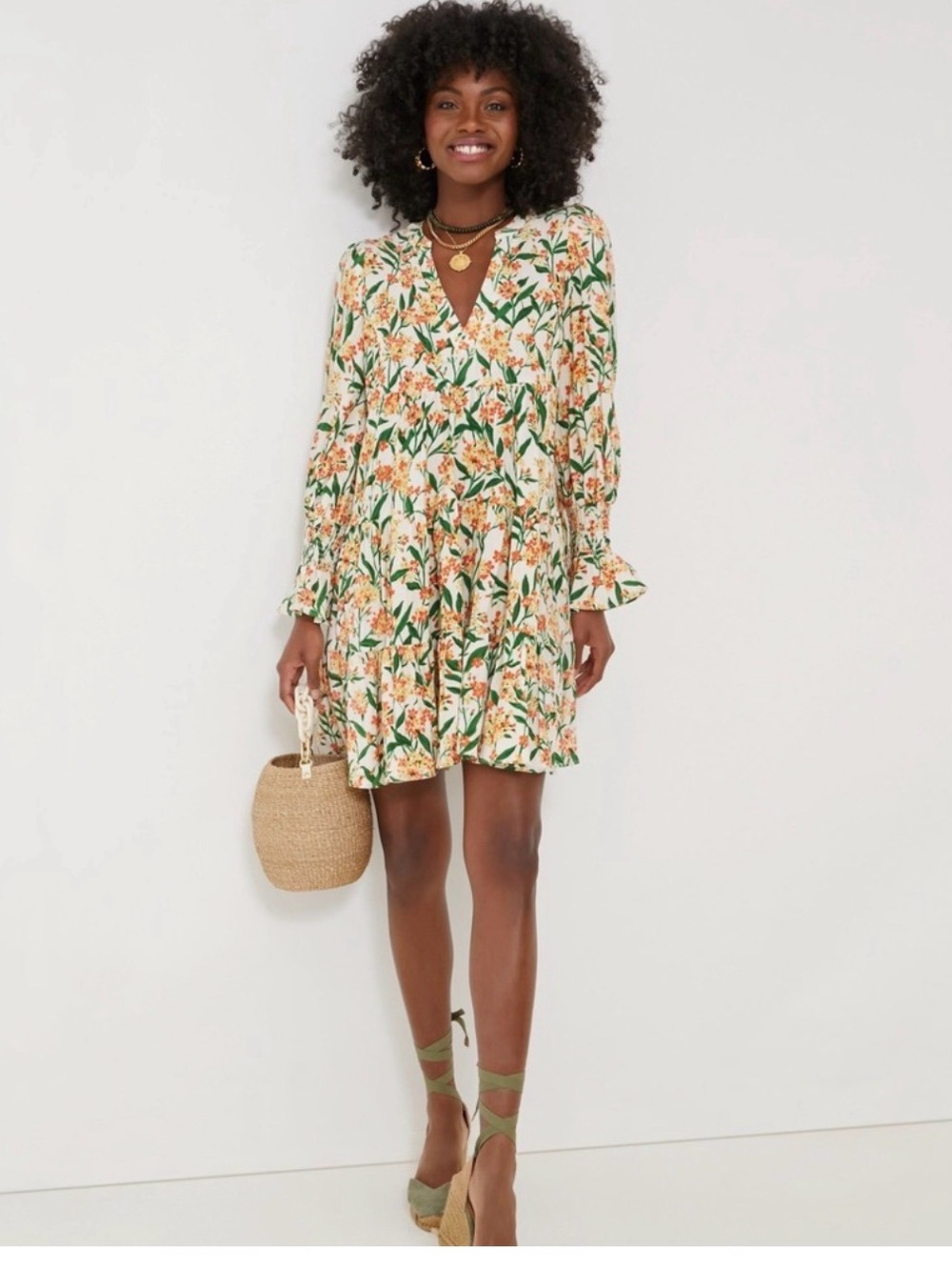 Tuckernuck Pomander Place Dress Bermuda Blossom Kenzo Womens L Tiered Split-Neck